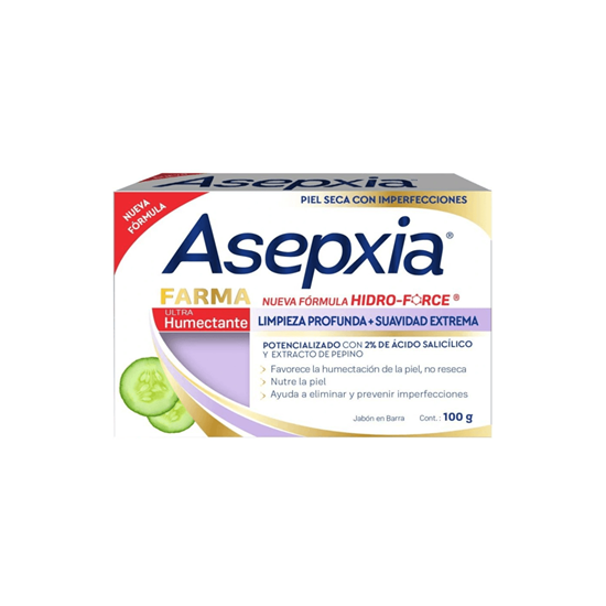Imagen de Jabón facial en barra para piel seca con imperfecciones Asepxia Farma Ultra Humectante 100g