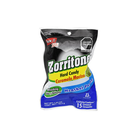 Imagen de Caramelo macizo refrescante sabor menta Zorritone Menthol Power 15 pzas (52.5g)