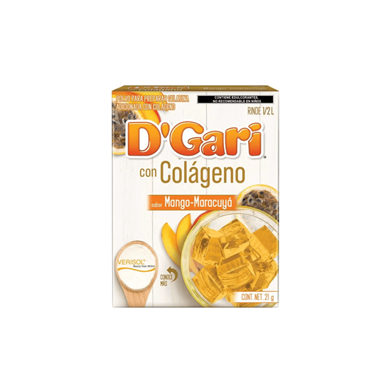 Imagen de Polvo para preparar gelatina adicionada con colágeno sabor mango-maracuyá D'Gari 21g