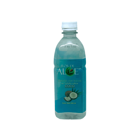 Imagen de Bebida con trozos de sábila sabor coco Flor de Aloe 500ml