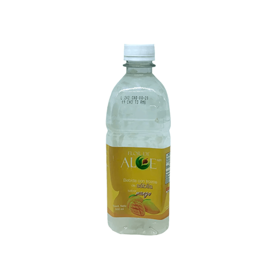 Imagen de Bebida con trozos de sábila sabor mango Flor de Aloe 500ml