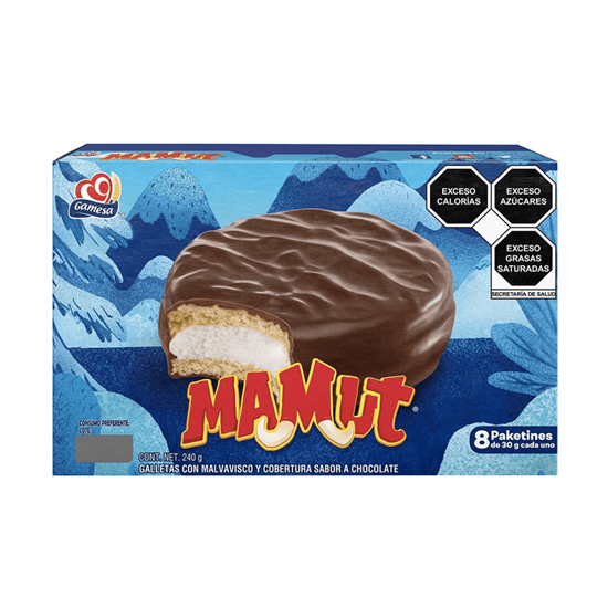 Imagen de Galletas con malvavisco y cobertura sabor a chocolate Mamut 8 paketines de 30g c/u (240g)