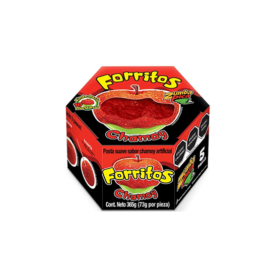Imagen de Pasta sabor chamoy para cubrir manzanas Zumba Pica Forritos 5 pzas de 73g c/u (365g)
