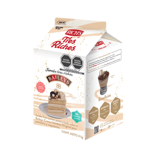 Imagen de Jarabe para pastelería y repostería sabor Baileys crema irlandesa y tres leches Rich's Tres Riches 4kg
