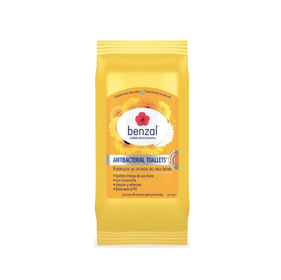 Imagen de Toallitas húmedas cuidado íntimo femenino Benzal Antibacterial Toallets 20 pzas