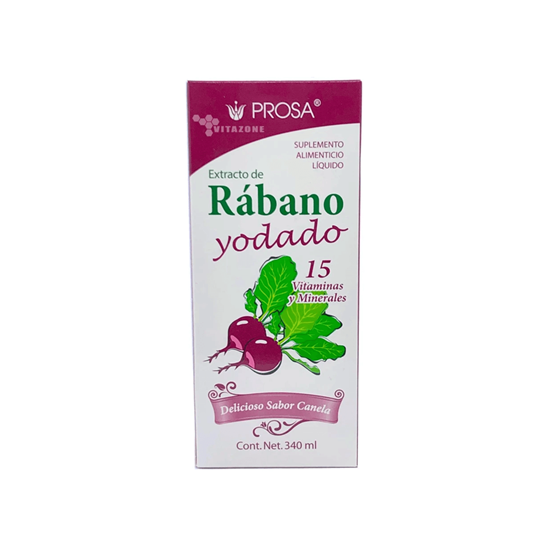 Imagen de Suplemento alimenticio líquido con extracto de rábano yodado sabor canela Prosa 340ml
