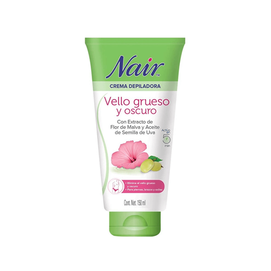 Imagen de Crema depiladora con extracto de flor de malva aceite de semilla de uva Nair Vello grueso y oscuro 150ml