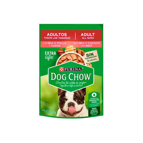 Imagen de Alimento húmedo para perro Purina Dog Chow adultos todos los tamaños con mix de pollo y carne 100g