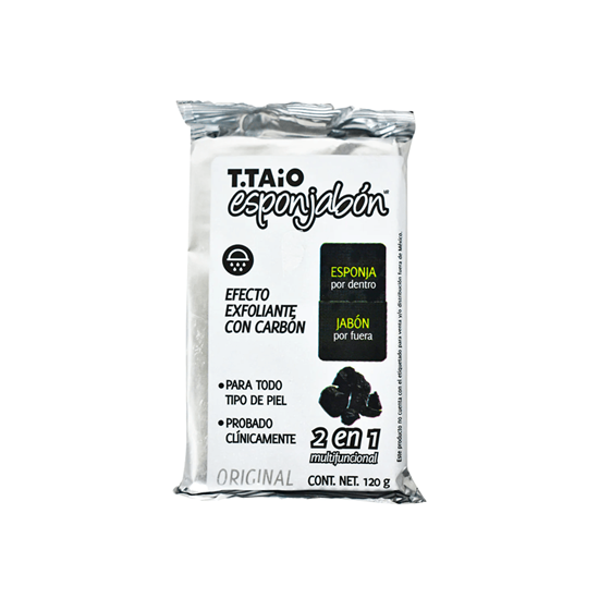 Imagen de Jabón con esponja de carbón activado efecto purificante T.Taio esponjabón 120g