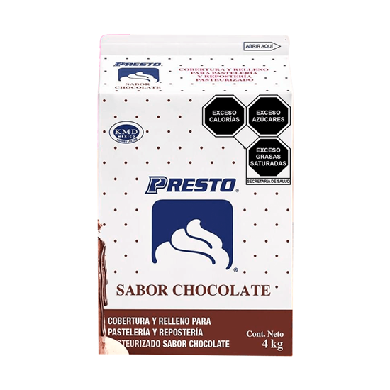 Imagen de Cobertura y relleno para pastelería y repostería sabor chocolate Presto 4kg