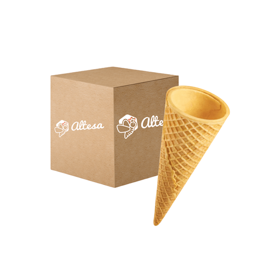 Imagen de Barquillo estándar de galleta crujiente sabor vainilla para helado Altesa caja con 576 pzas de 12.5g c/u