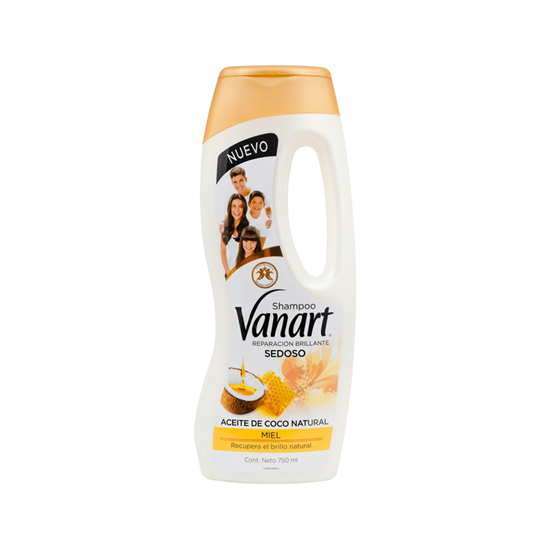 Imagen de Shampoo con aceite de coco y jalea real Vanart Reparación Brillante Brillo y Suavidad 750ml