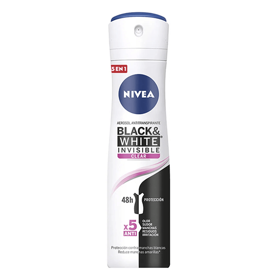 Imagen de Antitranspirante en aerosol Nivea Black & White Invisible Clear 150ml