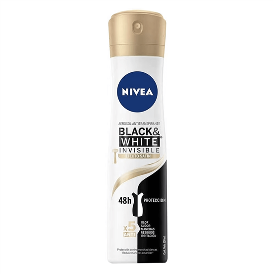 Imagen de Antitranspirante en aerosol Nivea Black & White Invisible Efecto Satín 150ml