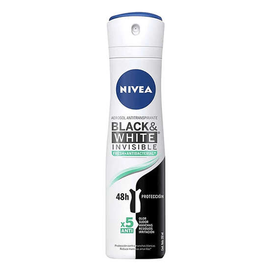Imagen de Antitranspirante en aerosol Nivea Black & White Invisible Fresh+Antibacterial 150ml