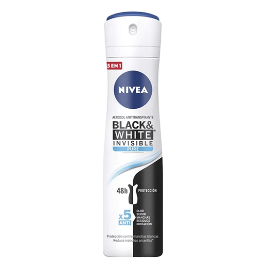Imagen de Antitranspirante en aerosol Nivea Black & White Invisible Pure 150ml