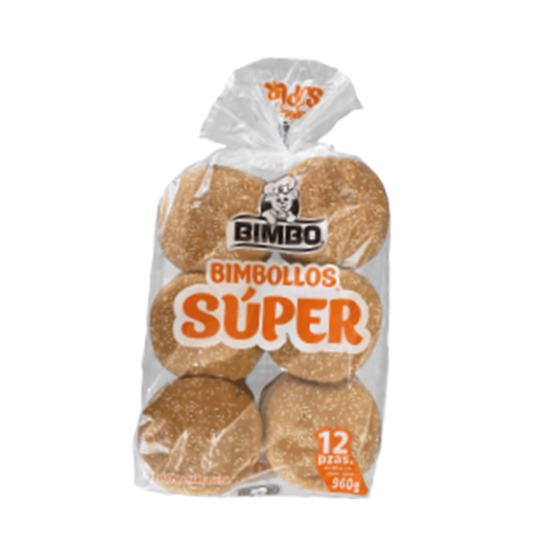 Imagen de Pan para hamburguesa Bimbo Bimbollos Súper 12 pzas (960g)