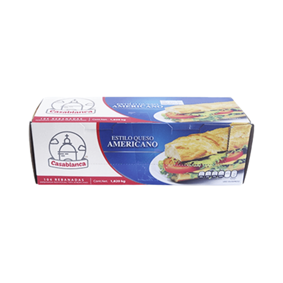 Imagen de Queso imitación americano Casablanca 104 rebanadas de 17.5g c/u (1.82kg)
