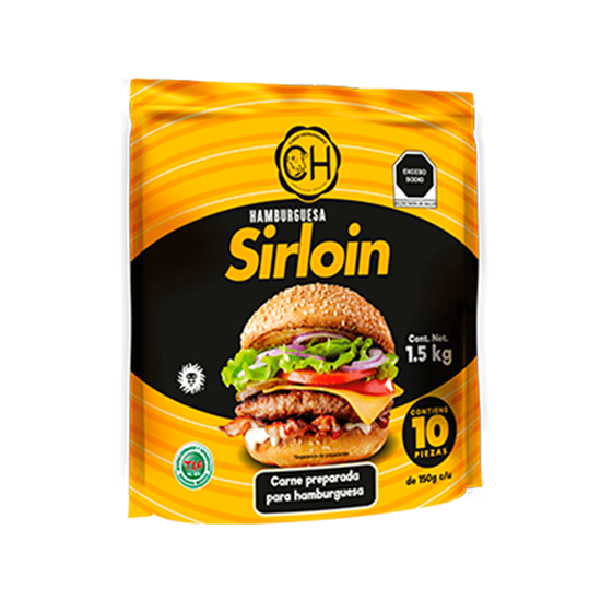 Imagen de Carne de res moldeada para hamburguesa Sirloin 10 pzas de 150g c/u (1.5kg)