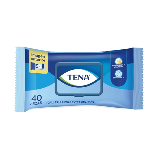 Imagen de Toallitas húmedas extra grandes para adultos Tena 40 pzas