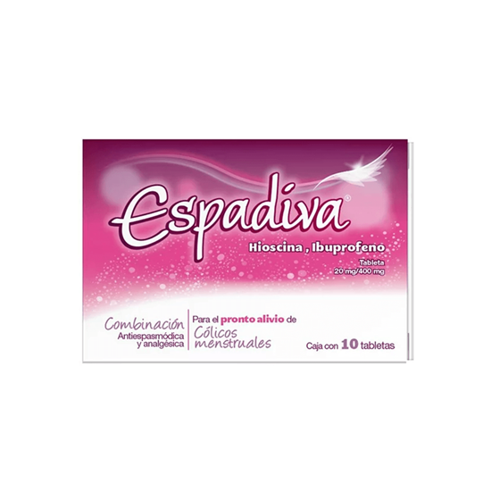 Imagen de Espadiva para cólico menstrual (hioscina, ibuprofeno) 10 tabletas
