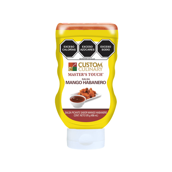 Imagen de Salsa picante para alitas sabor mango habanero Custom Culinary 570g (489.7ml)