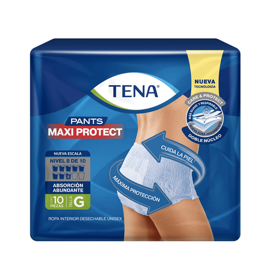 Imagen de Ropa interior desechable para adulto Tena Pants Maxi Protect talla grande 10 pzas