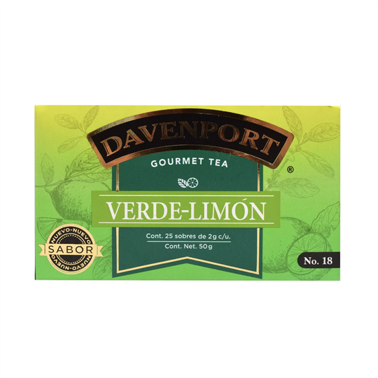 Imagen de Té verde-limón Davenport Gourmet Tea 25 sobres de 2g c/u (50g)