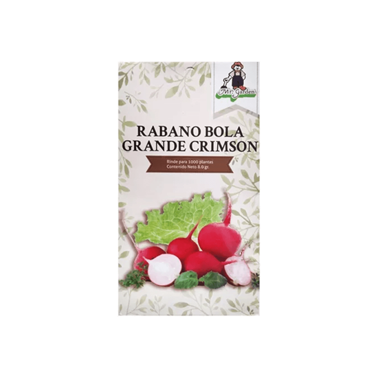 Imagen de Semilla para hortaliza de rábano bola grande crimson Mr. Garden 8g (rinde para 1000 plantas)