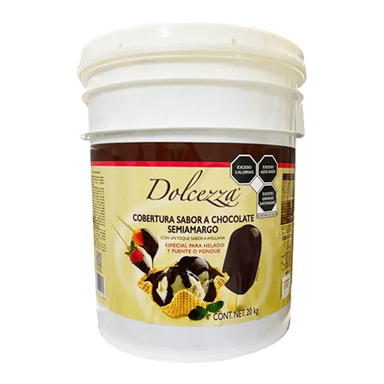 Imagen de Cobertura selecta sabor chocolate semiamargo para helado, fuente o fondue Turín Dolcezza 20kg