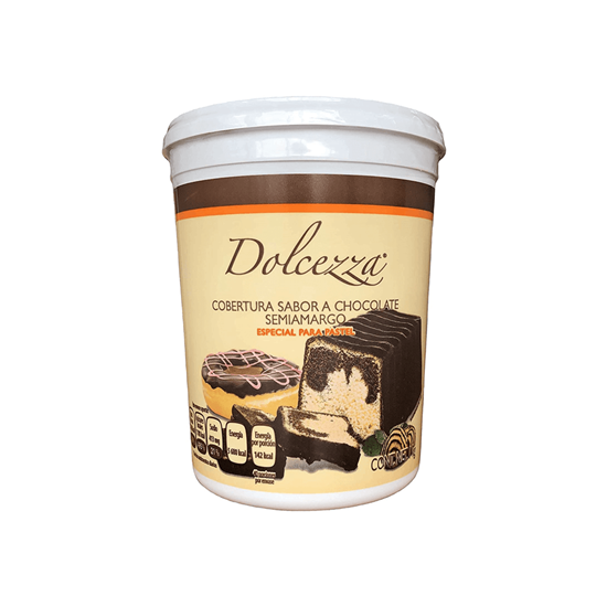 Imagen de Cobertura selecta sabor chocolate semiamargo especial para pastel Turín Dolcezza 1kg