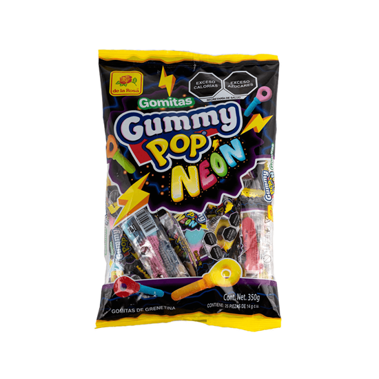 Imagen de Gomitas de llave De la Rosa Gummy Pop Neón 25 pzas de 14g c/u (350g)