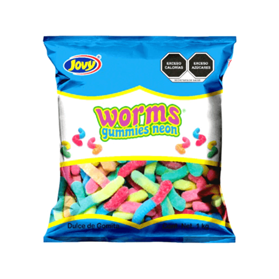 Imagen de Gomitas de gusano Jovy Worms Gummies Neón 1kg