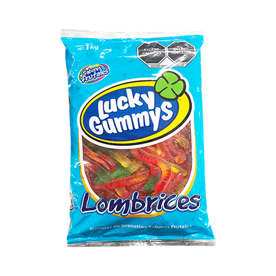 Imagen de Gomitas de sabores frutales Lucky Gummys Lombrices 1kg
