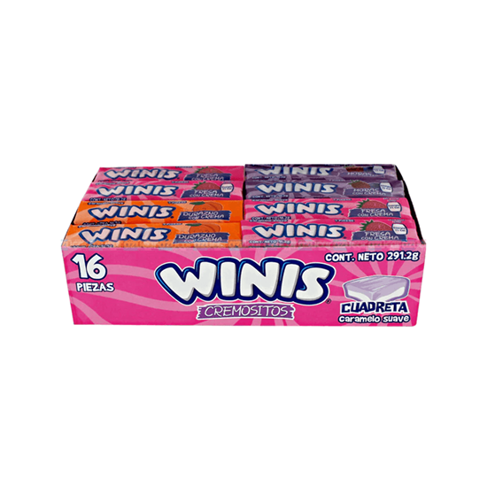 Imagen de Caramelo suave sabores surtidos Winis Cremositos 16 pzas de 18.2g c/u (291.2g)