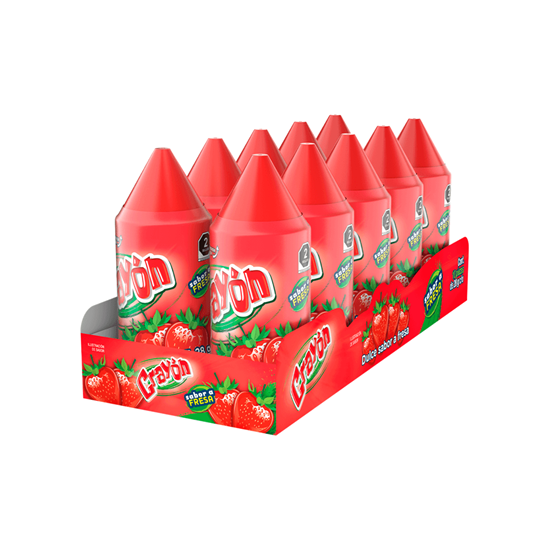 Imagen de Dulce sabor fresa Crayón 10 pzas de 28g c/u (280g)