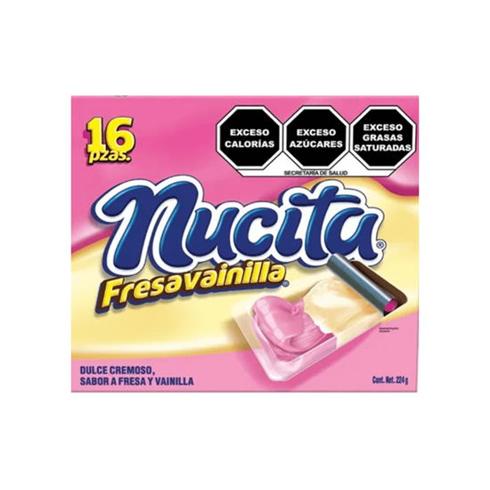 Imagen de Dulce cremoso sabor fresa y vainilla Nucita Fresavainilla 16 pzas de 15g c/u (240g)