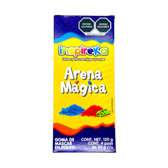 Imagen de Goma de mascar en polvo Inspireka Arena Mágica 4 pzas de 30g c/u (120g)