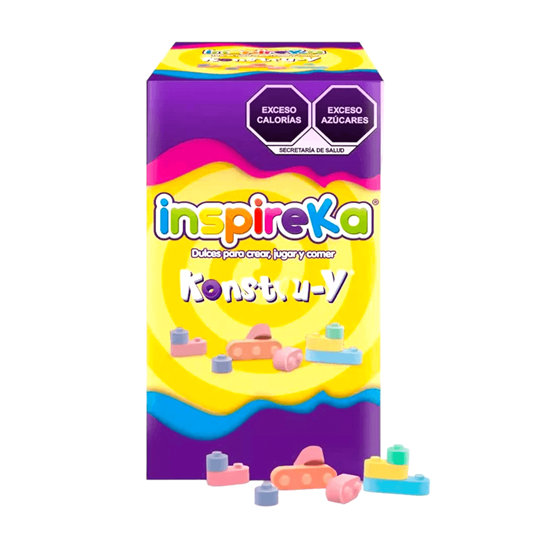 Imagen de Dulce comprimido acidulado Inspireka Konstru-y 4 pzas de 49g c/u (196g)