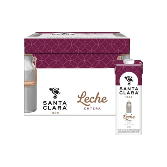 Imagen de Leche Santa Clara entera caja con 12 pzas de 1L c/u
