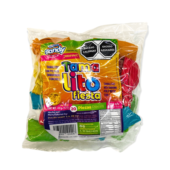 Imagen de Tamalitos con pulpa de tamarindo natural con chile Dulces Sandy Tamalito Fiesta 20 pzas (400g)