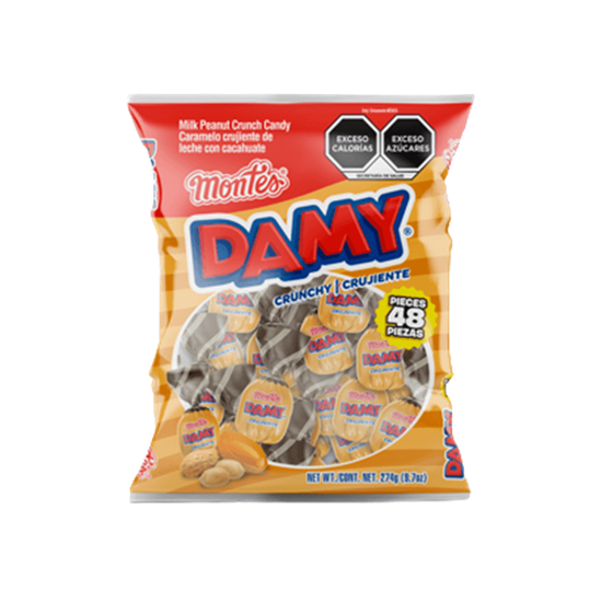 Imagen de Caramelo crujiente de leche con cacahuate Montes Damy 100 pzas (570g)