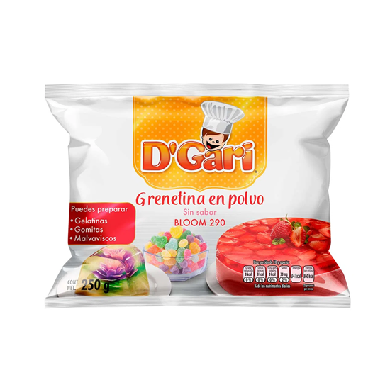 Imagen de Grenetina en polvo sin sabor D'Gari Bloom 290 250g