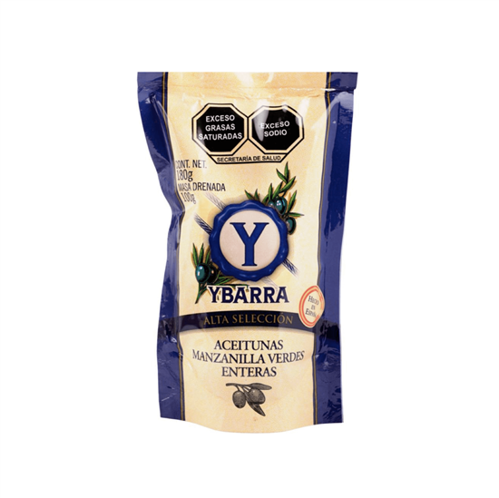 Imagen de Aceitunas manzanilla verdes enteras Ybarra 180g