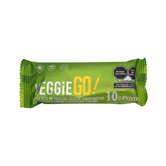 Imagen de Barra vegana con 10g de proteína vegetal sabor matcha cubierta con chocolate blanco Fibo Bar Veggie Go! 35g