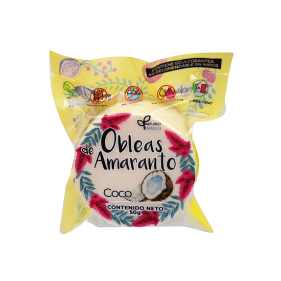 Imagen de Obleas de amaranto veganas, sin gluten y sin azúcar sabor coco Natured 50g