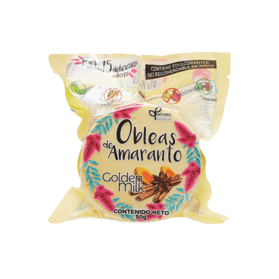 Imagen de Obleas de amaranto veganas, sin gluten y sin azúcar sabor golden milk Natured 50g