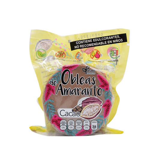 Imagen de Obleas de amaranto veganas, sin gluten y sin azúcar sabor cacao Natured 50g