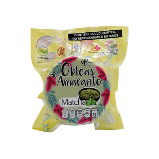 Imagen de Obleas de amaranto veganas, sin gluten y sin azúcar sabor matcha Natured 50g