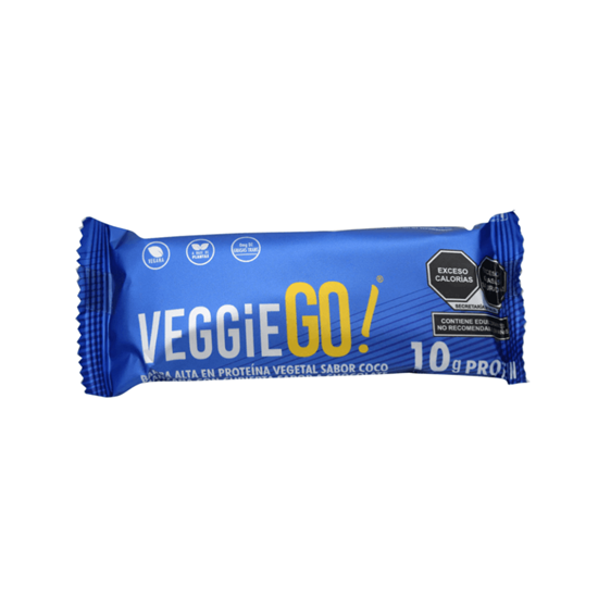 Imagen de Barra vegana con 10g de proteína vegetal sabor coco manzana cubierta con chocolate blanco Fibo Bar Veggie Go! 35g